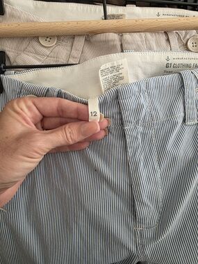 Wide Leg Cotton Blend Pants in Blue Stripe - G1 Clothing